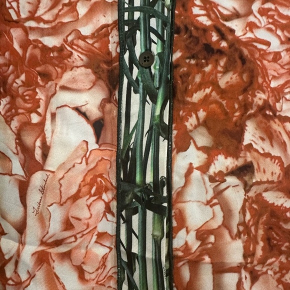 TRIBUNE STANDARD Orange and Green Botanical Sleeveless 100% Silk Dress - Size L. - Picture 9 of 16